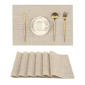 Leetaltree Woven Vinyl Beige Placemats Set of 6 - Linen Look & Easy to Clean - color: Beige, size: Set of 6