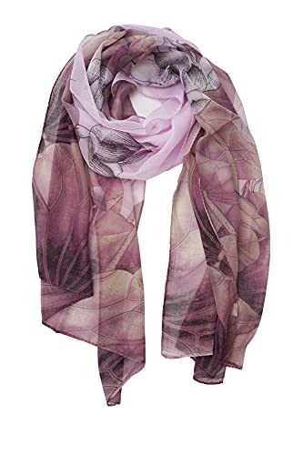 YOUR SMILE Ladies/Women's Lightweight Floral Print/Solid Color mixture Shawl Scarf For Spring Summer season - color: Purple Lotus