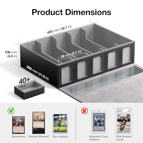 Trading Card Storage Box 3900+ with Handle, Black - color: Black, size: 3900+ with Handle & Metal Latch