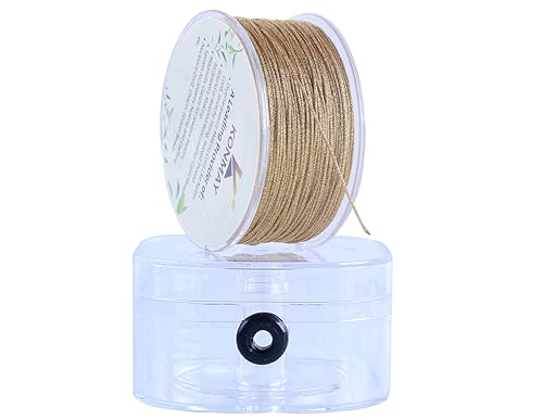 KONMAY 0.8mm Metallic Golden Nylon Bracelet Cord with Case for Bracelets,50 Yards Gold Ornament String for Jewelry Making, Gift Wrapping,Hanging, Crafting - color: Metallic Golden, size: Braided 0.8mm