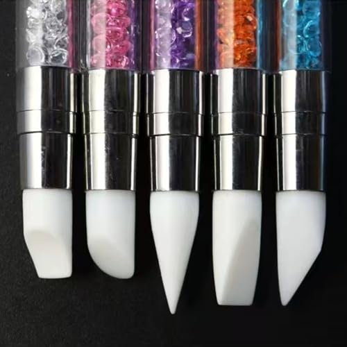 5 Pcs Nail Art Sculpture Pen Dual Tipped Silicone Nail Tools Nail Art Silicone Brushes for Design Nail Carving Drawing Shaping Effect - color: e-5pcs