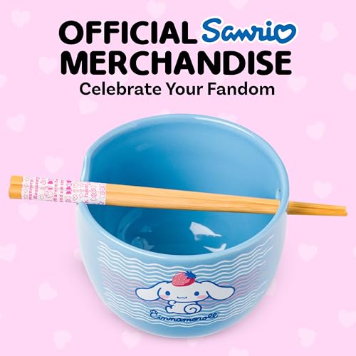 Silver Buffalo Sanrio Hello Kitty, Ramen Bowl with Chopsticks, 20oz - color: Cinnamoroll Strawberry, size: 20 Ounces (No Spoon)