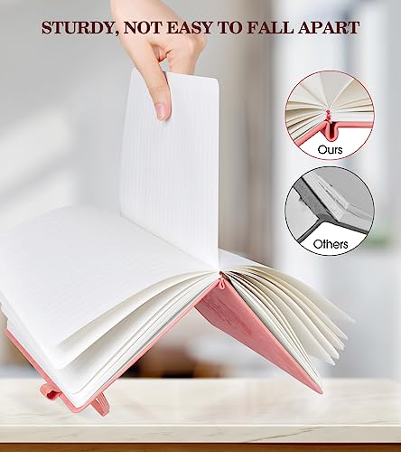 Lined Journal Notebook for Women, A5 Pink Hardcover Leather Journals for Writing, 200 Pages Thick Travel Daily Journal, College Ruled Notebook for Work School, Note Taking, Business 5.75'' X 8.38'' - color: Pink