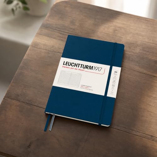 LEUCHTTURM1917 - Notebook Hardcover Medium A5-251 Numbered Pages for Writing and Journaling - Thinking Ahead (Ruled Paper, Deep Sea) - color: Deep Sea, style: Ruled