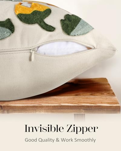 Embroidered Throw Pillow Cover, 18x18 Inch, Sunflower - color: Sunflower, size: 18" x 18" (Pack of 1)
