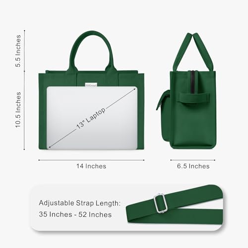 TOPDesign Heavy-Duty Canvas Tote Bag for Women, Adjustable Crossbody/Shoulder Handbag with 9 Pockets, Everything Tote - color: Dark Green, style: Pro+