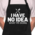 Rosoz Funny BBQ Black Chef Aprons for Men Adjustable Kitchen Cooking Aprons - color: I Have No Idea What I'm