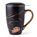 AmorArc Tea Cup With Infuser and Lid, 18oz Loose Leaf Tea Mug With Steeper - color: Black