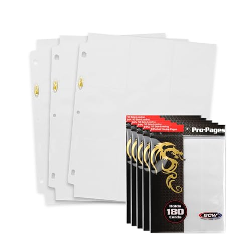 BCW Double-Sided 9-Pocket Pages Holder - 50 White Pages | Trading Card Binder Sheets | Secure Side Loading | Ideal Card Storage and Display Solution - color: White