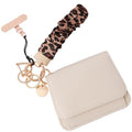 Scrunchie Wristlet Keychain Gift Set for Women with Small RFID Wallet Keychain, Stretchy Key chain with Phone Tether Tab - color: Leopard Print
