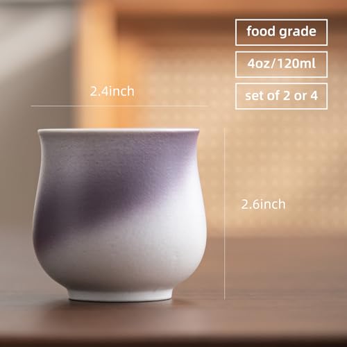 4-Oz Ceramic Espresso Cups Set - Multi-Color, Handle-Free Design for Home & Cafe | Dishwasher-Safe Stoneware Cups (Kiln turning purple, 2) - color: Kiln turning purple, size: 2