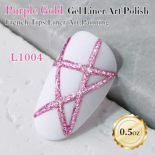 Double Rhythm 15 Ml Metallic Gel Liner Nail Art Gel Bronze Mirror Chrome Painted Drawing Stripper 3D Effect Gel Polish (Glitter Rose Gold-L1004) - color: Rose Gold