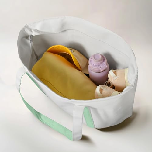 DALIX 23" Premium 24 oz. Cotton Canvas Shopping Tote Bag - color: Mint Green