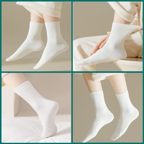 MAGIARTE Womens Mini Crew Cotton Socks,6 Pairs - color: Color#08 White