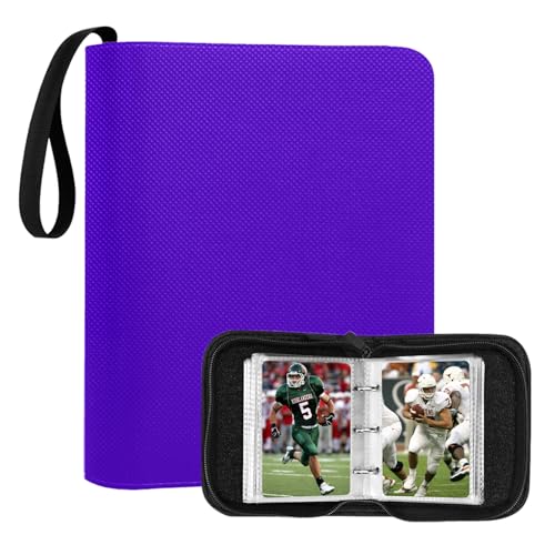 Mini Trading Card Binder for 80+ Cards - Lightweight Portable Top Loading Album with Secure Pockets for TCG, MTG, Baseball, Football, Sports & Game Cards (Purple) - color: Purple