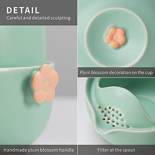 HEER Gaiwan Travel Tea Set for One, Light Blue - color: Blue