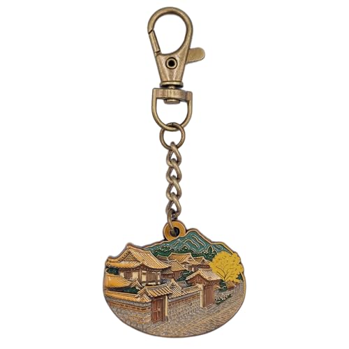 K-Culture Enamel Keychain Collection – Korean Art, K-Pop & K-Culture| Decorative Metal Key Ring for Bags - style: Bukchon Hanok Village