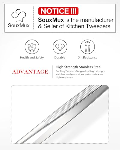 2 Pcs 12-inch Cooking Tweezers Tongs Precision Serrated Tips, Stainless Steel Professional Chef Tweezer Kitchen Tools for BBQ, Plating and Serving（Silver） - color: Silver, size: 12inch