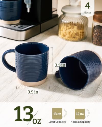 famiware Coffee Mugs Set of 4, 13 oz Mug Set, Ceramic Cup Set with Handle - color: Constellation-Abysses Blue, size: 4 Count (Pack of 1)