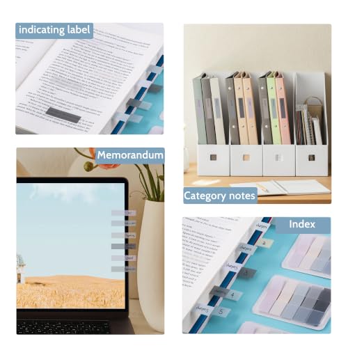 Golcellia Sticky Tabs, Neutral Book Tabs for Notebooks, 300 Pcs - color: Gray, Soft Beige, Taupe, Lilac, and Neutral Colors