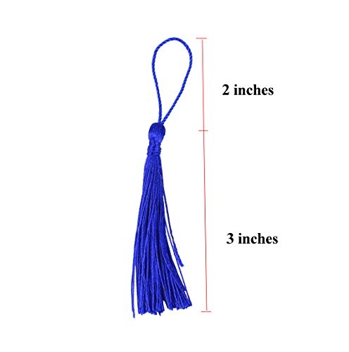 100Pcs 5 Inch Silky Bookmark Tassels for Jewelry, Souvenir(Navy Blue) - color: Navy Blue