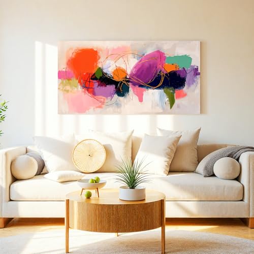 Modern Colorful Graffiti Abstract Wall Art For Living Room 24"X 48" - color: LAI-11C, size: 48"L x 24"W