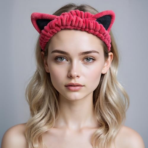2Pcs Spa Headband for Washing Face Skincare Makeup Headbands for Women - color: Blue + Red