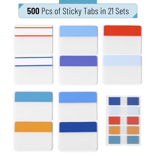 Mr. Pen- Sticky Index Tabs, 500 Pcs, 21 Sets, Colorful - color: Winter