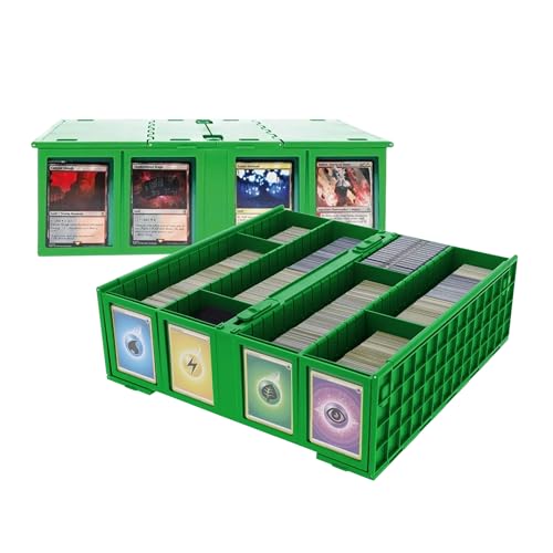 BCW Collectible Card Bin (2-Pack, Green) | Holds 3200 Cards Each | Includes 4 Dividers Per Bin | Storage for Pokémon, MTG & Sports Cards - style: 2 Pack