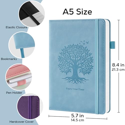 Lined Journal Notebook for Women Men, 2 Pack, 160 Pages per Pack, A5 (5.7'' x 8.4") Hardcover Journaling Notebook College Ruled for Writing Work, School Office Supplies, Pink & Blue, 100GSM Paper - color: Pink_Blue, size: A5