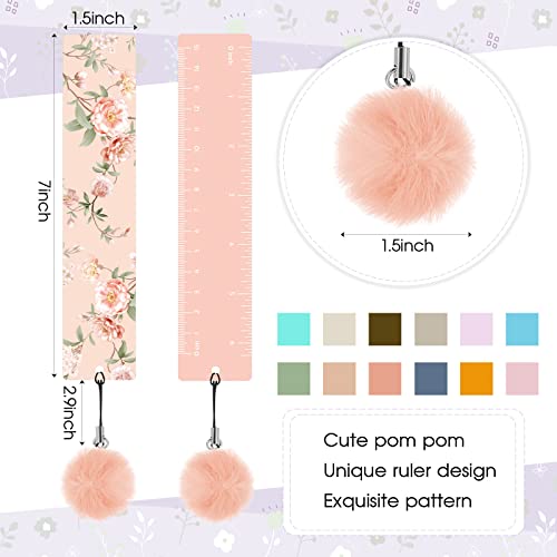 Outus 12 Pcs Floral Bookmarks, Bulk Flower Bookmarks for Women with Pendant, Floral Book Accessories Gifts for Adults, Women, Sister with Rulers, Reading End of The Year Presents Party Favors - style: Floral