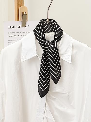 100% Mulberry Silk Scarf - 21" Square Lightweight Neckerchief, Gift Packed - color: Back Stripe