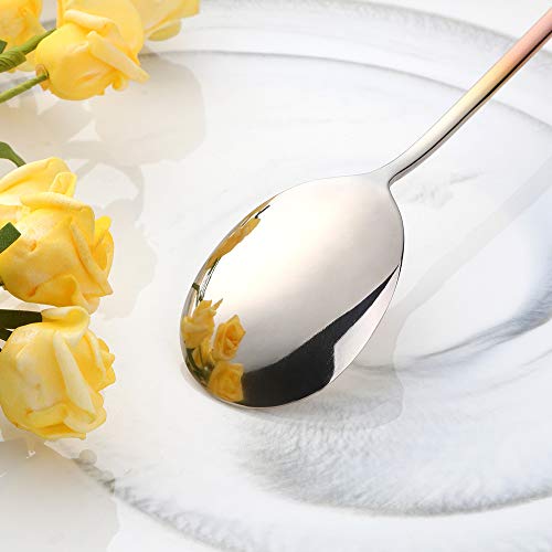 5-pieces Soup Dinner Spoon 8-Inch Rose Gold Metal Korean Spoon Stainless Steel Table Spoons by Buyer Star - color: gradient rose gold