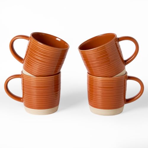 famiware Coffee Mugs Set of 4, 13 oz Mug Set, Ceramic Cup Set with Handle - color: Constellation-Terracotta, size: 4 Count (Pack of 1)
