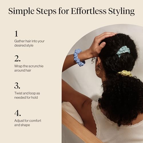 Kitsch Rosette Ruched Satin Scrunchies for Women - Multi-color, 5pcs - color: Pastel Yellow/Blue/Green