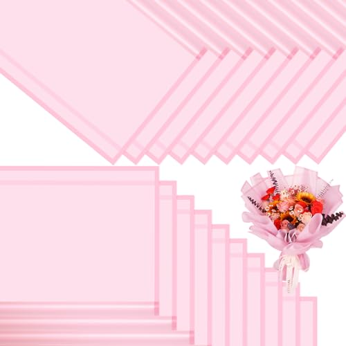CCIJESW 20 Sheets Flower Bouquet Wrapping Paper Pink-4 - color: 032-Transparent Pink