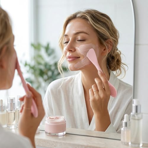 6 Pack Silicone Facial Cleansing Brush, Manual Face Scrub Brush, Waterproof Exfoliating Faces Brushes for Cleansing for Women and Men, Blackheads Makeup, Residues Removal