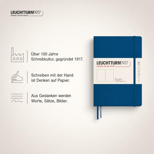 LEUCHTTURM1917 - Notebook Hardcover Medium A5-251 Numbered Pages for Writing and Journaling (Indigo, Plain) - color: Indigo, style: Minimalist