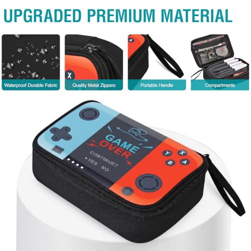 Large Pencil Box for Boys - Gamer Pencil Case Pouch with Zipper Compartment, Durable Wipable Fabric, Easy to Clean, Big Soft School Supplies Organizer Bag for Kids Grades 1-6 - color: Teal & Orange