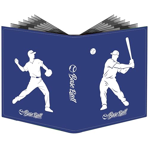 Baseball Card Binder, 900 Pockets, Protective Trading Card Album - color: Baseball-Blue, size: 900 Pockets