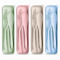 Wheat Straw Utensils Set with Case, 4 Adult Travel Silverware Sets