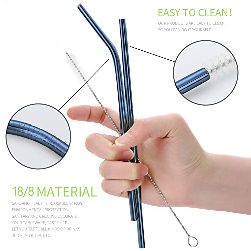 Portable Reusable Travel Utensils Silverware With Case, Camping Cutlery Set, Chopsticks and Straw, Flatware With Case, Stainless Steel Top (Blue) - color: Blue