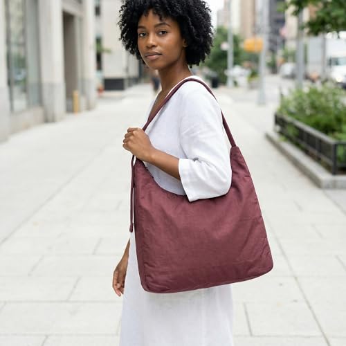FASTFAIRY Nylon Shoulder Bag: Lightweight Adjustable Strap - color: Large-mahogany, size: Large
