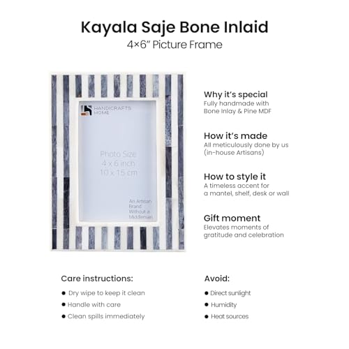 Handicrafts Home Handmade Bone Inlay Grey & White Picture Frame Neutral,5x7 - color: KAYALA-SAJE, size: 4X6