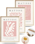 Framed Matisse Pink Wall Art Set of 3, Abstract Canvas Prints - color: Framed Matisse Pink, size: 16"L x 12"W