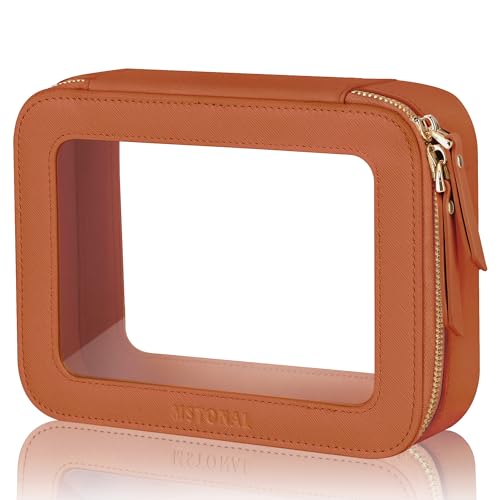 Brown Clear Makeup Bag for Fall, Cosmetic Make Up Pouch, Medium - color: Brown, size: Medium