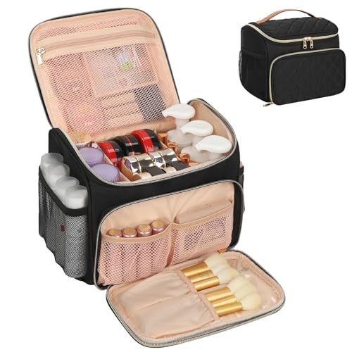 CUBETASTIC Travel Makeup Bag, Large Makeup Case Organizer, Cosmetic Storage - color: Black