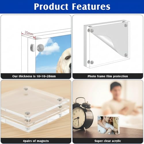 Wesiti 5 Mini Acrylic Photo Frames Double Sided for Desktop, 2" X 3" - size: 2" X 3"