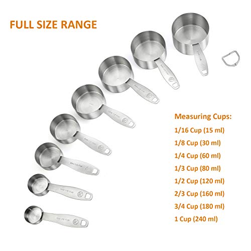 Stainless Steel Measuring Cups, 8 Piece Heavy Duty 18/8 Steel Measuring Cups Set - size: 8 Pieces: 8 Cups