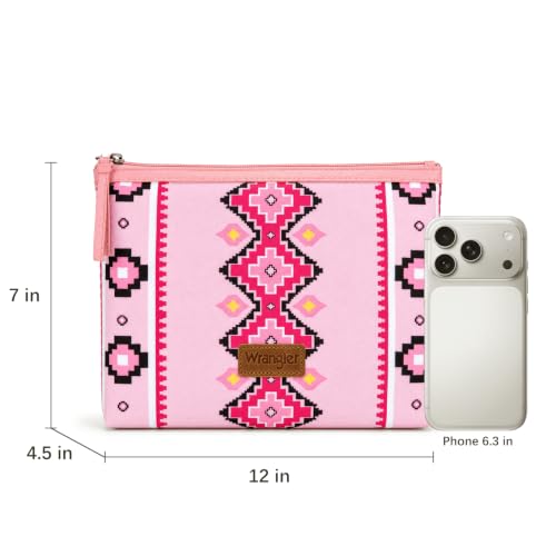 Wrangler Travel Makeup Bag Large Waterproof Cosmetic Bag for Women - color: Pink
